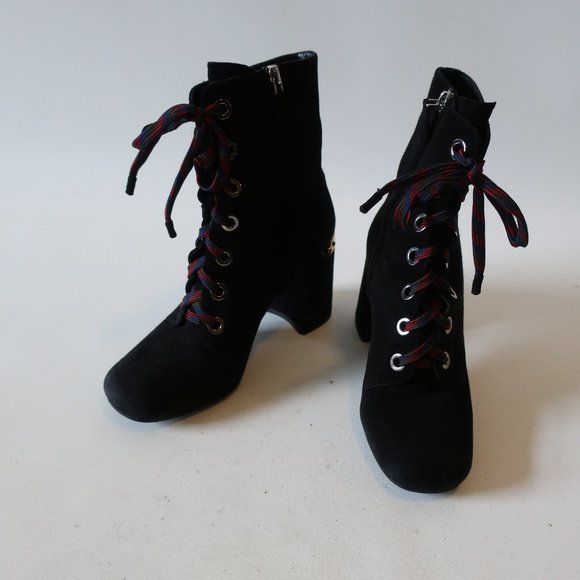 prada lace up suede booties